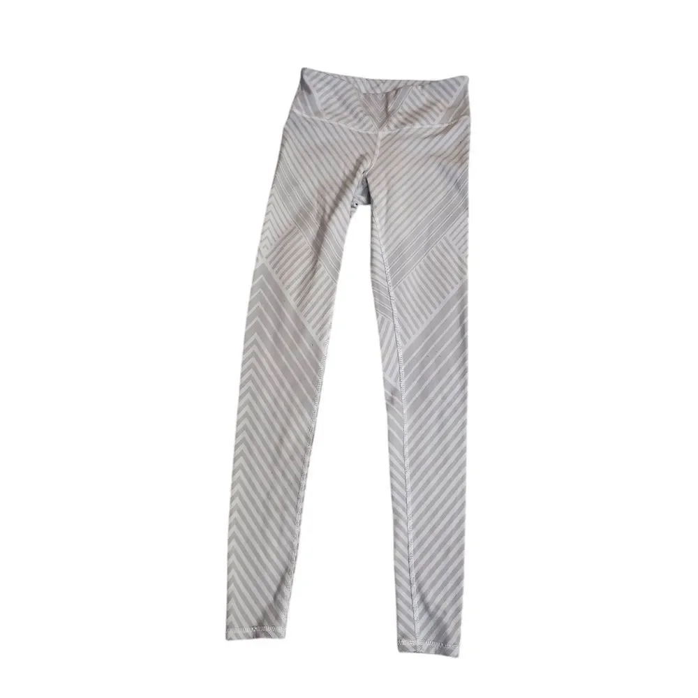 Alo Yoga Gray Striped High‎ Waisted Leggings Sz XS